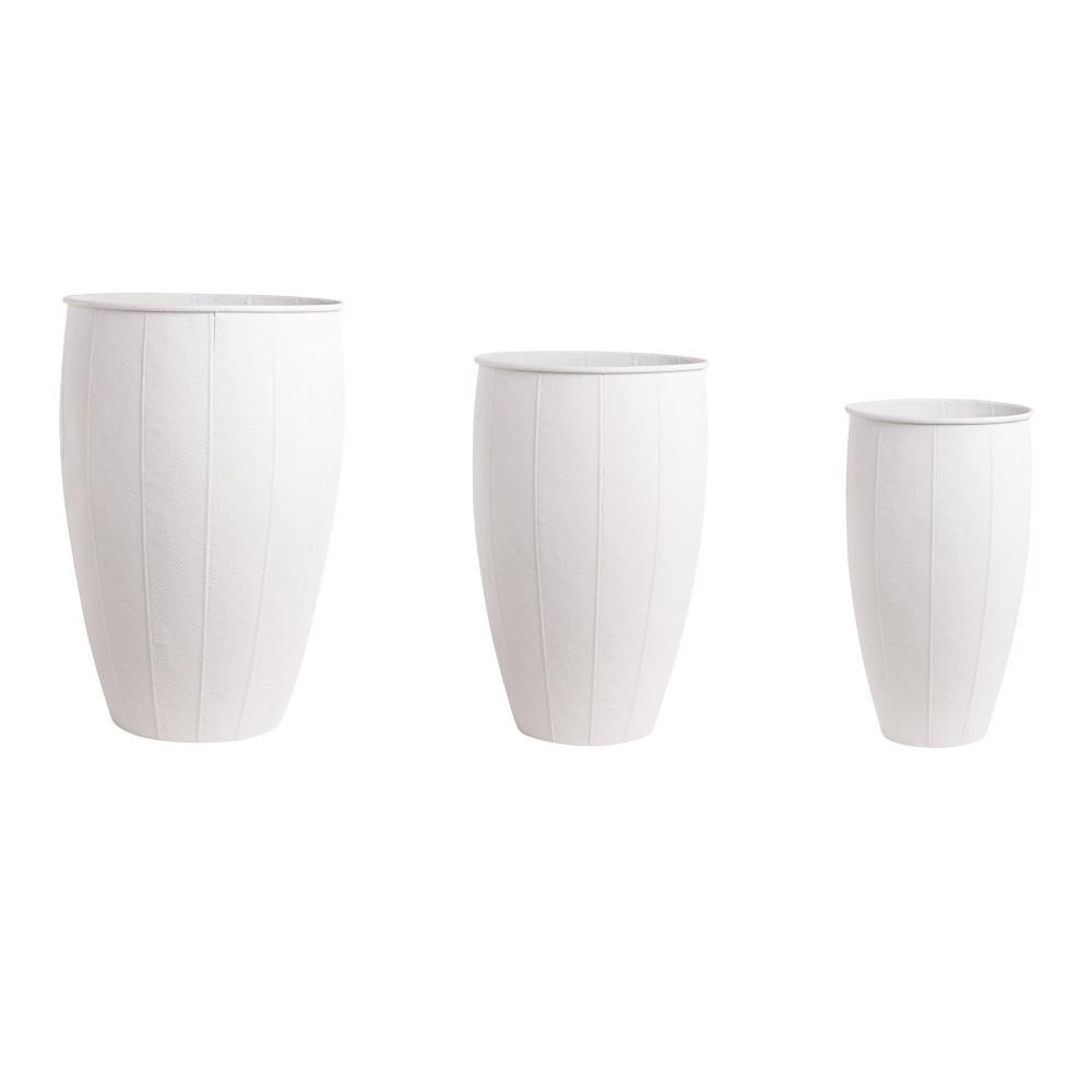 SET 3 VASI METALLO WHITE CM.35x35x54